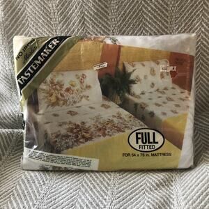 Tastemaker Floral Full Fitted Sheet Vintage No Iron Muslin 54x75in NEW IN BAG